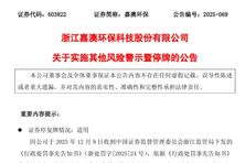 嘉澳環(huán)保被實(shí)施其他風(fēng)險(xiǎn)警示