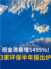 3家环保半年报分化：2家增收不增利，1家现金流暴增5495%